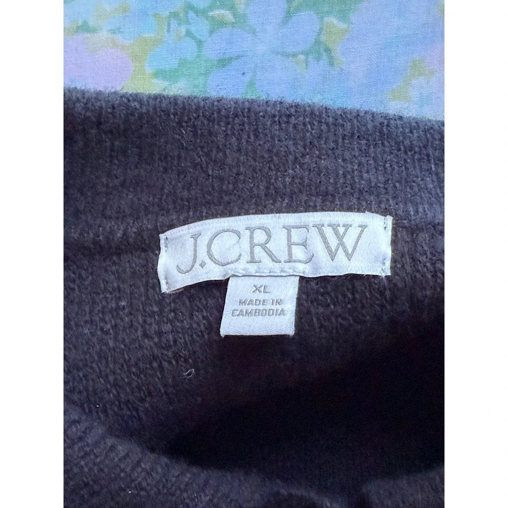 J.Crew | 2025 Milano-Stitch Cinched-Waist Cardigan XL Black Lambs Wool CM715